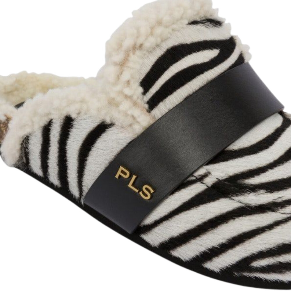 Papuci Zebra Pop din piele de ponei