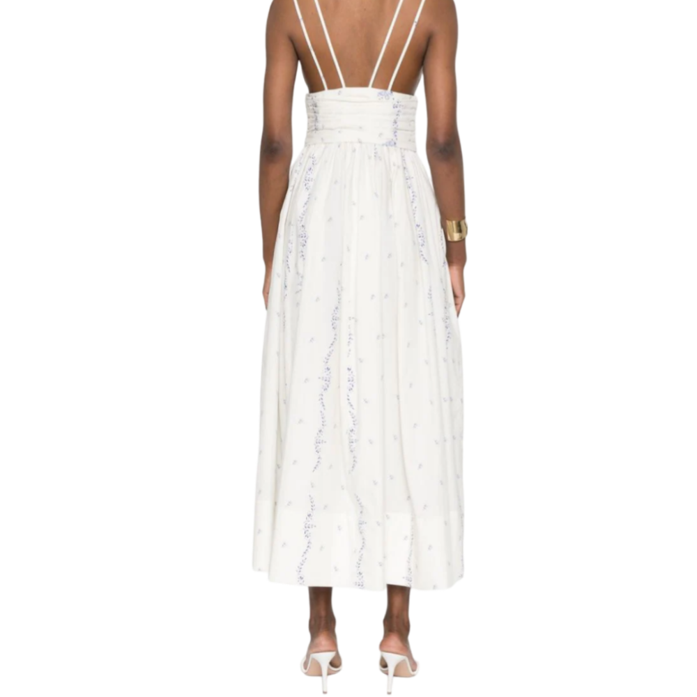 Rochie maxi alba cu print floral