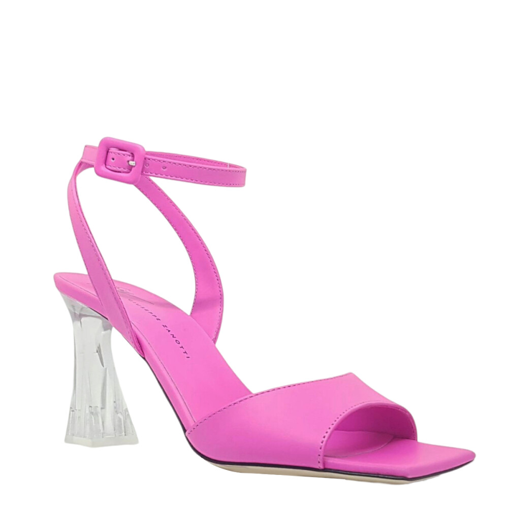 Sandale fuchsia cu toc transparent