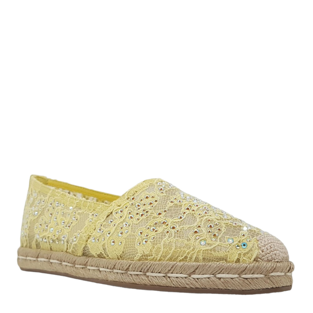 Espadrile galbene cu model de plasă și inserții cristale