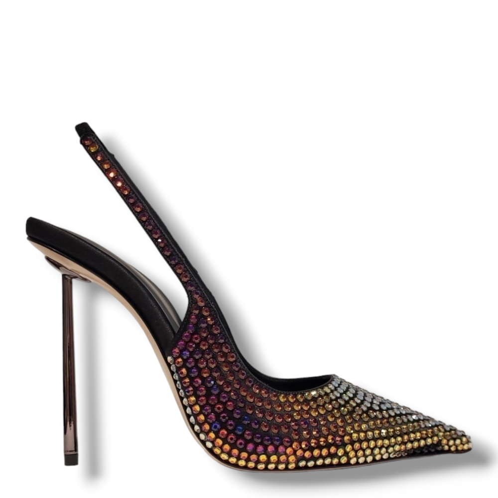 Pantofi negri irizati Gilda slingback