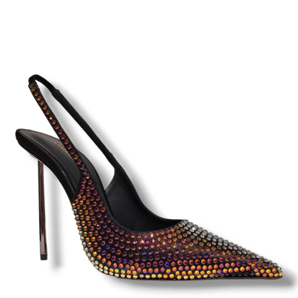 Pantofi negri irizati Gilda slingback