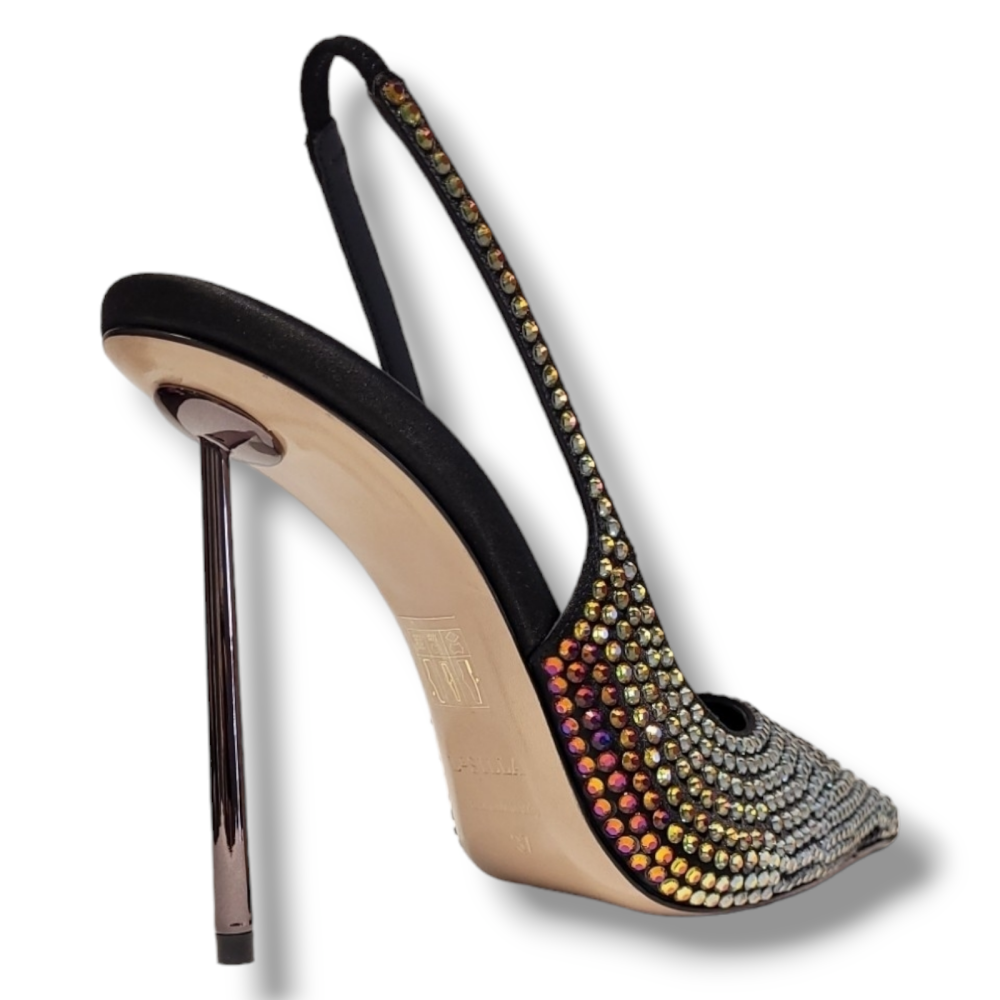 Pantofi negri irizati Gilda slingback