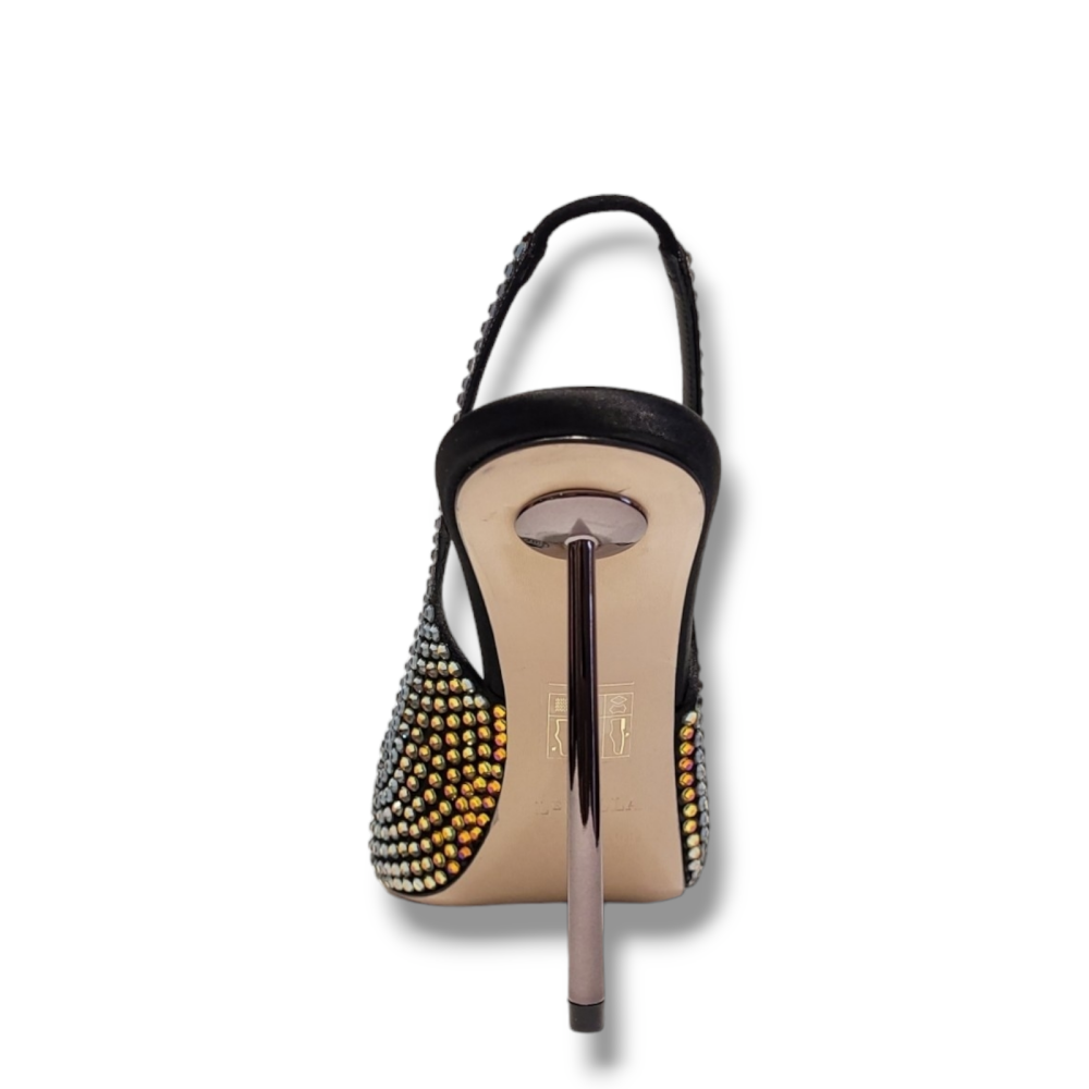 Pantofi negri irizati Gilda slingback