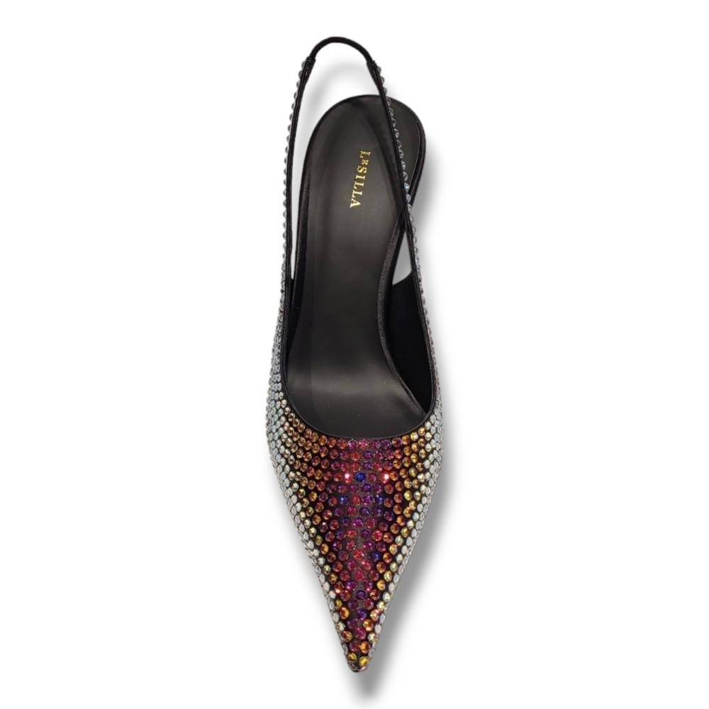 Pantofi negri irizati Gilda slingback