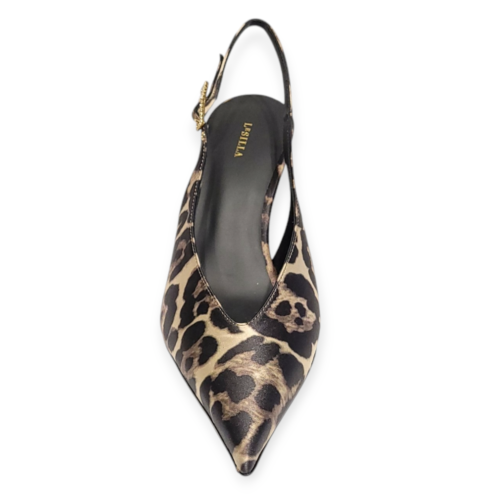 Pantofi Clivage Slingback din satin print leopard 204
