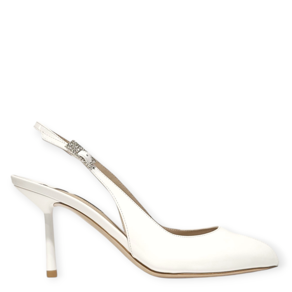 Pantofi Clivage slingback albi cu decupaj 25