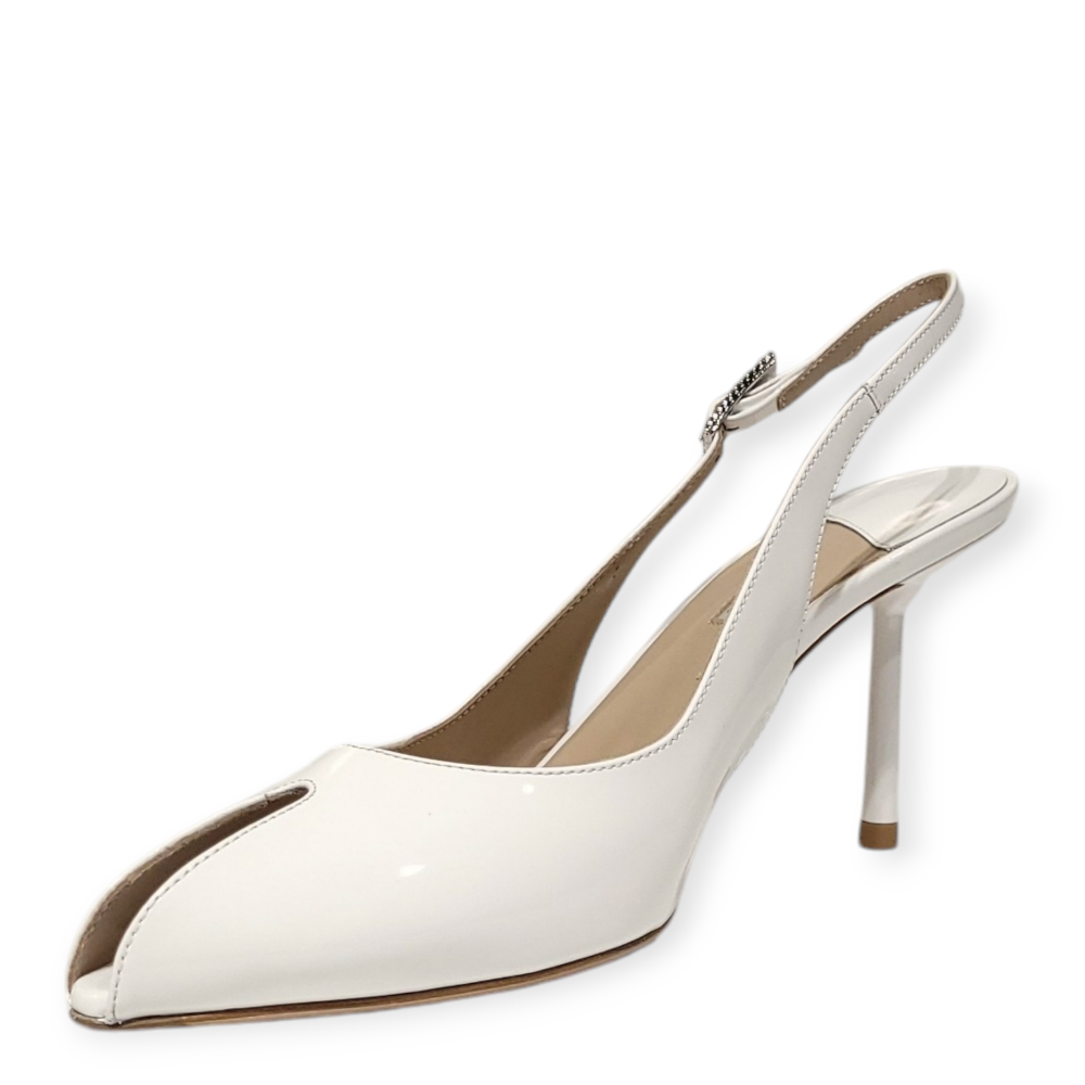 Pantofi Clivage slingback albi cu decupaj 25