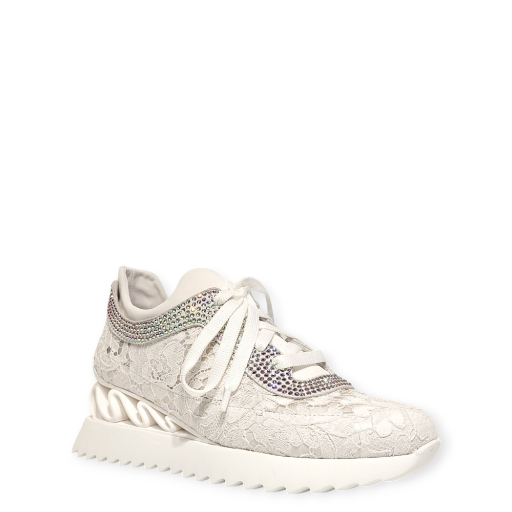 Sneakers Claire Wave albi cu aplicatii cristale 25