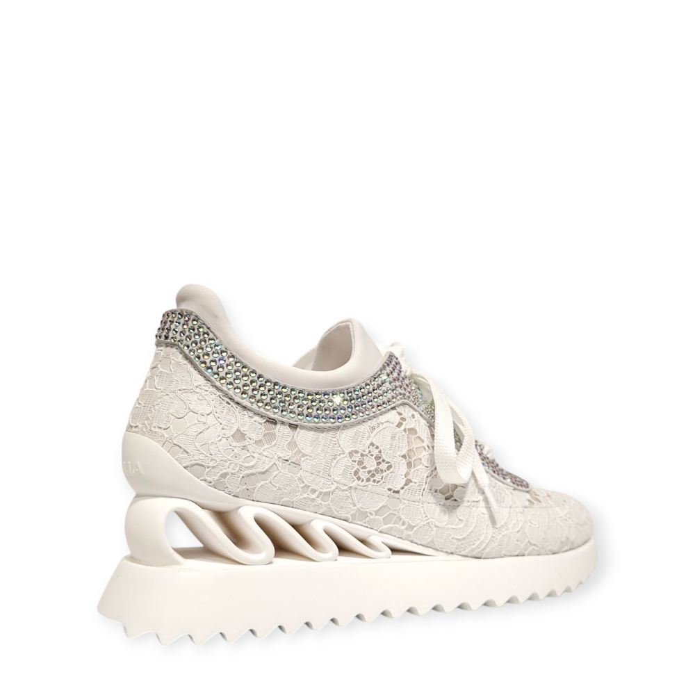 Sneakers Claire Wave albi cu aplicatii cristale 25