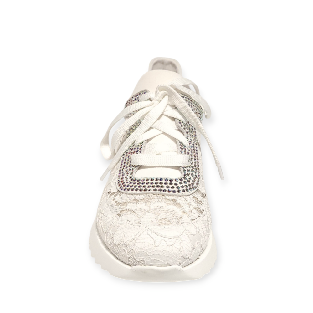 Sneakers Claire Wave albi cu aplicatii cristale 25