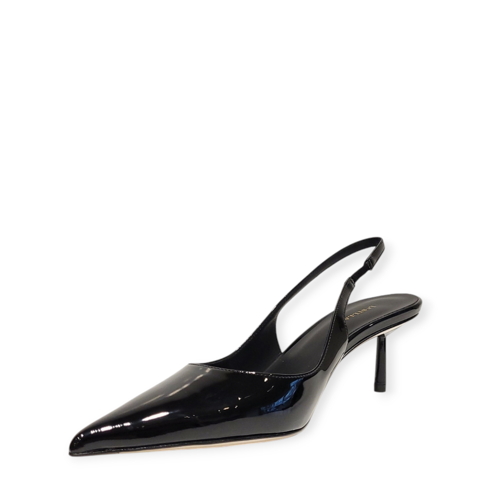 Pantofi Bella Slingback din piele lacuita neagra 25
