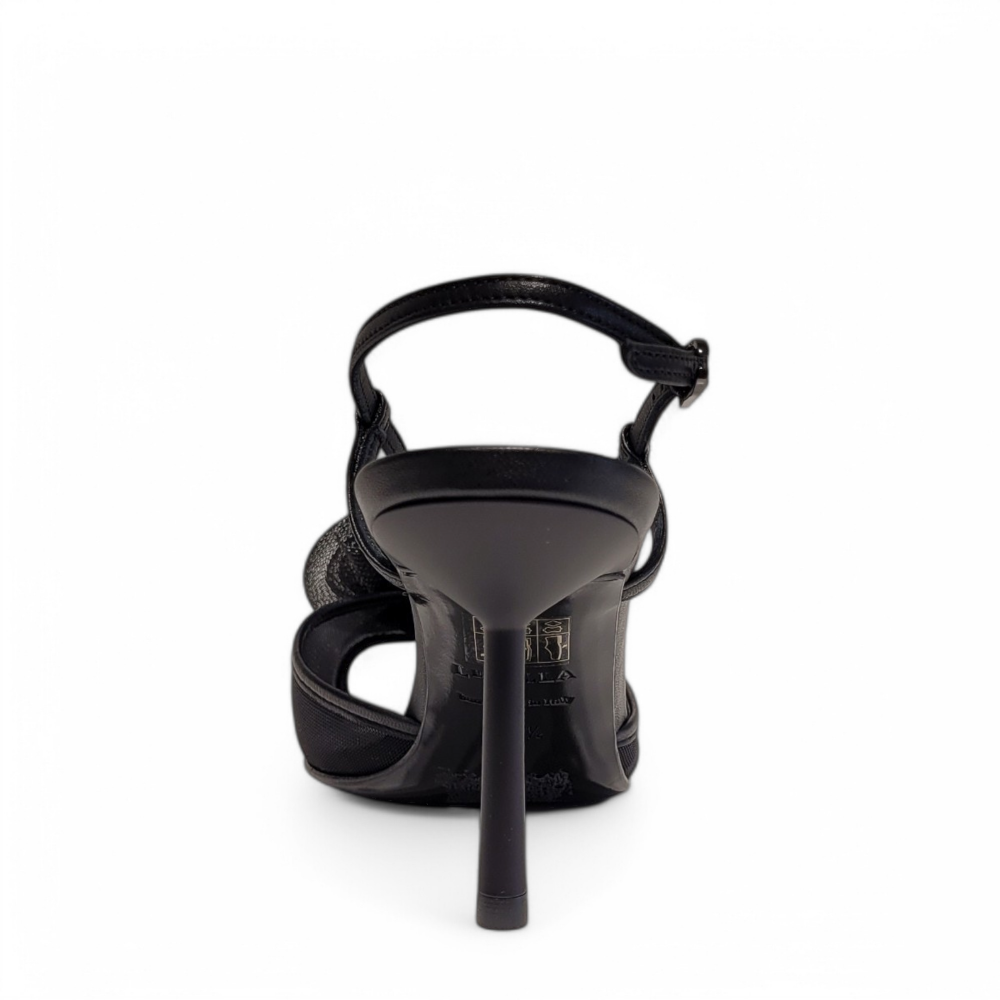 Sandale negre detaliu trandafir 105