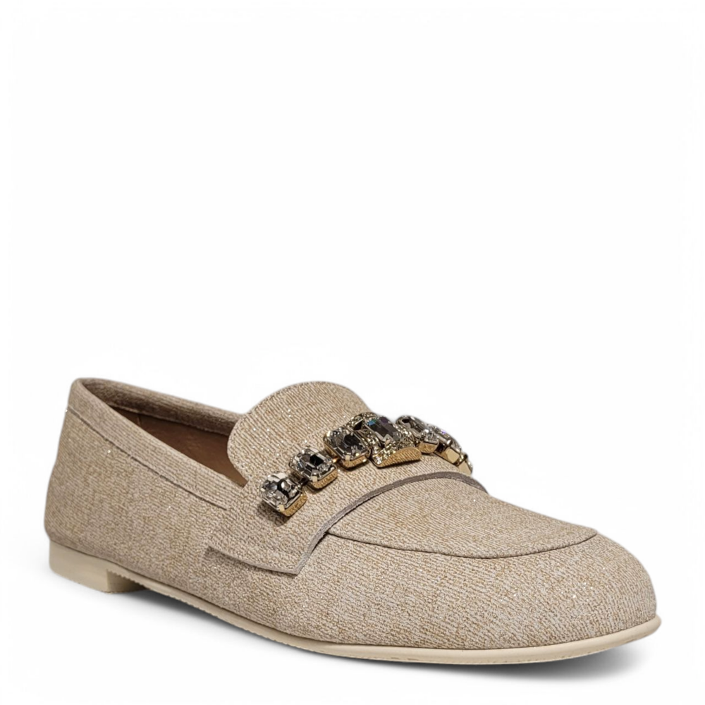 Loafers bej cu cristale 105