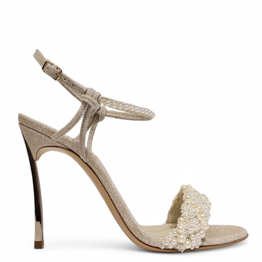 Sandale bej cu perle 105 Casadei