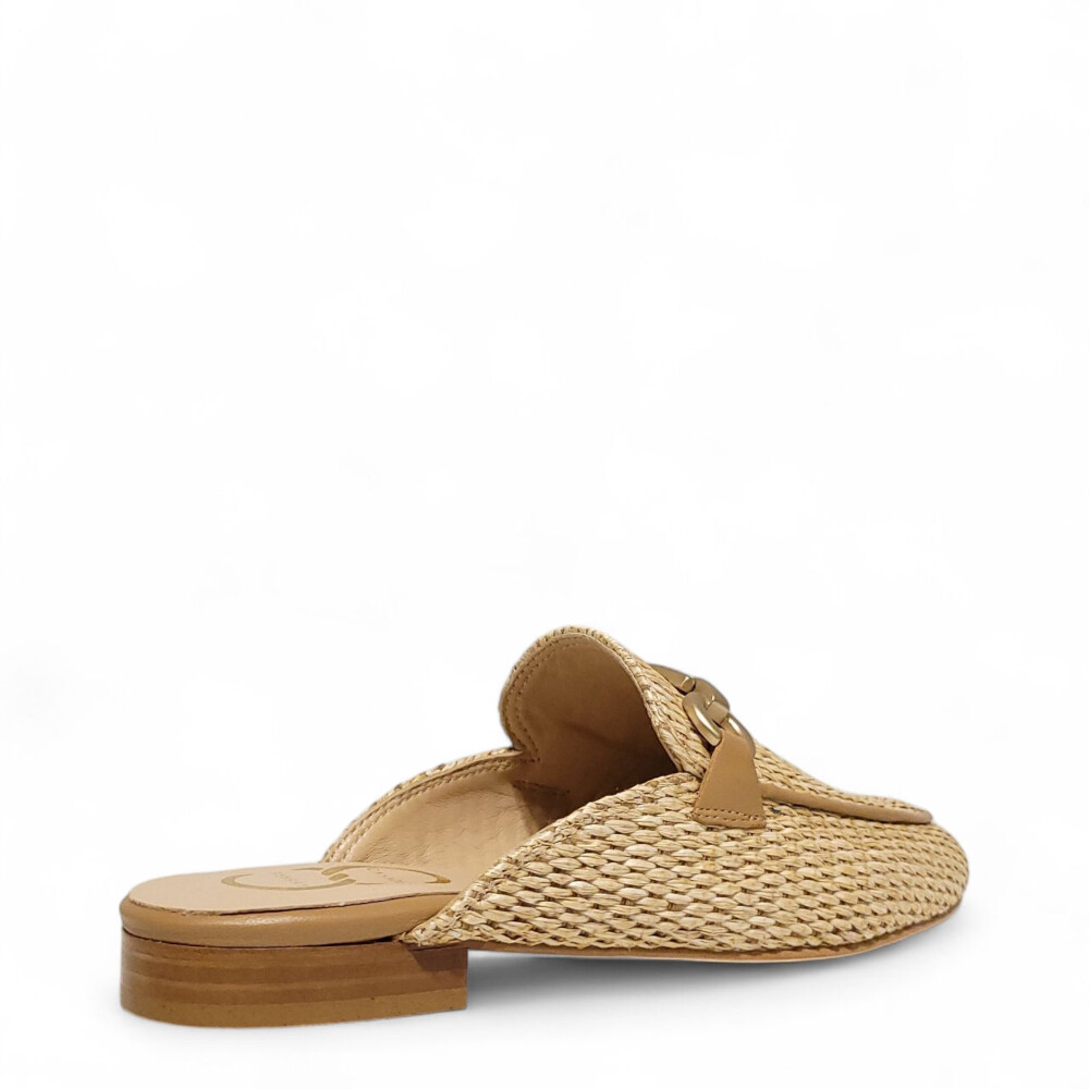 Papuci CC bej din rafie si piele 105