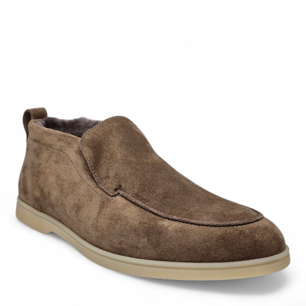 Loafers maro Felix din piele intoarsa cu blană 205