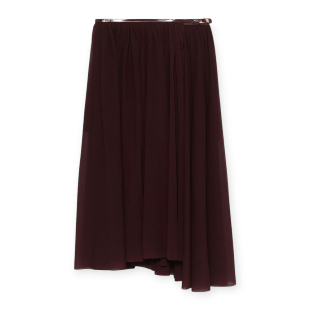 Fustă midi cu model plisat bordeaux