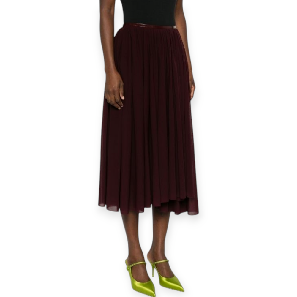 Fustă midi cu model plisat bordeaux