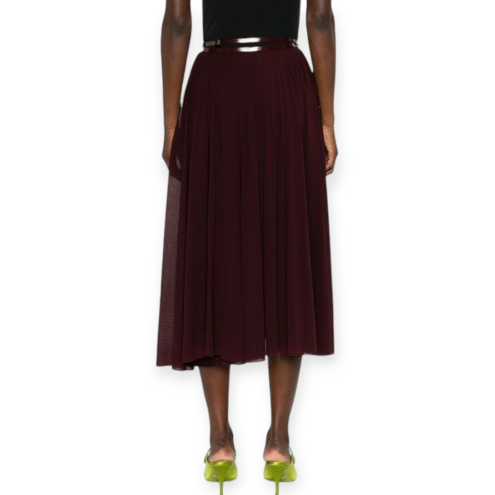 Fustă midi cu model plisat bordeaux