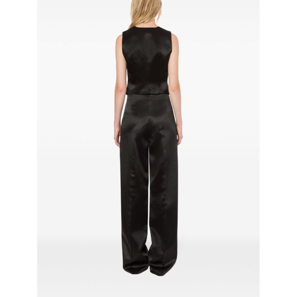 Pantaloni drepti din satin negru 25