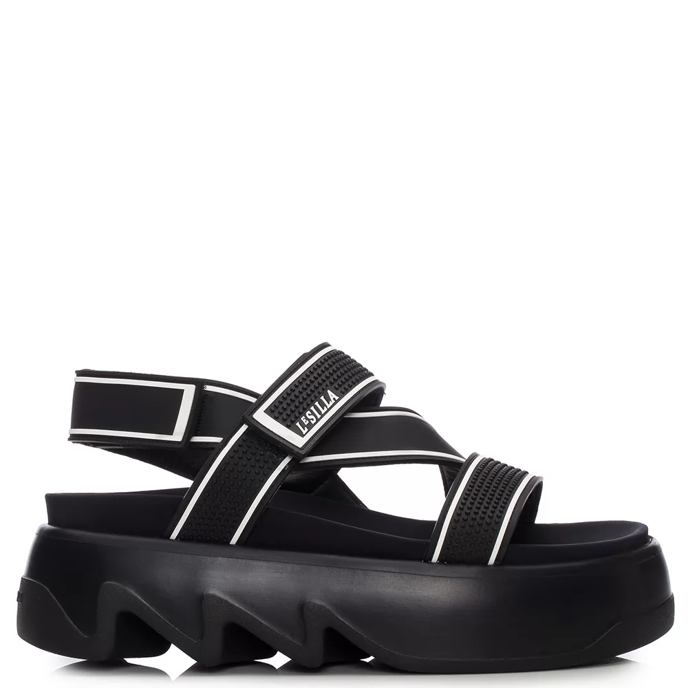 Sandale Poolside negre cu bareta