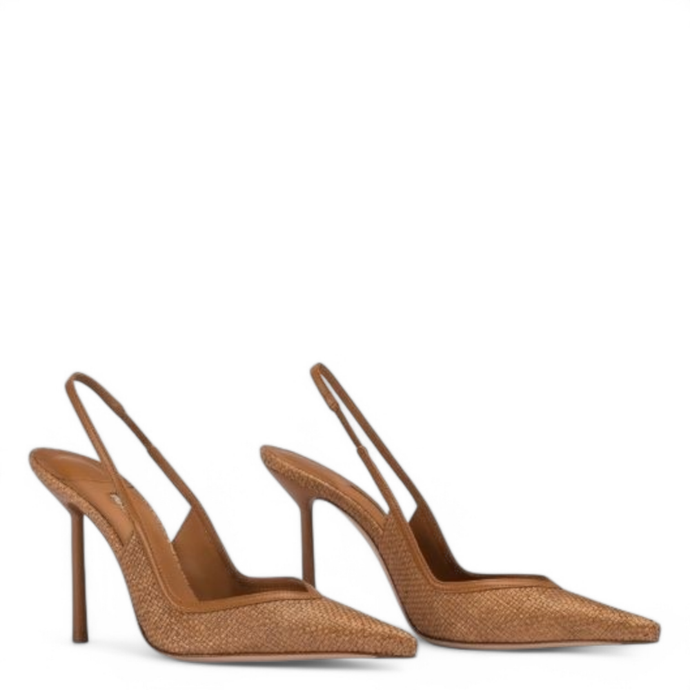 Pantofi Vivienne  Slingback maro din rafie 105