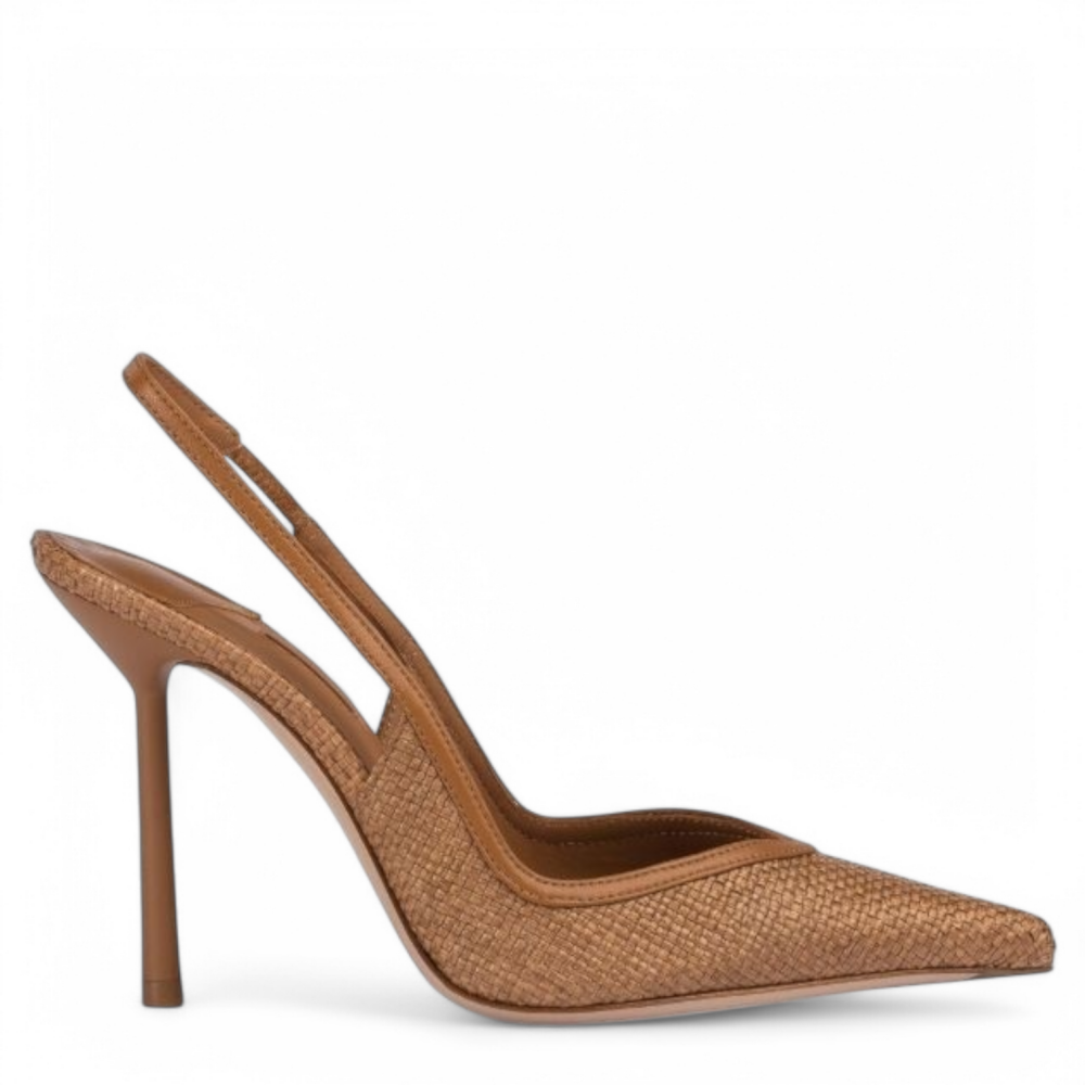 Pantofi Vivienne  Slingback maro din rafie 105
