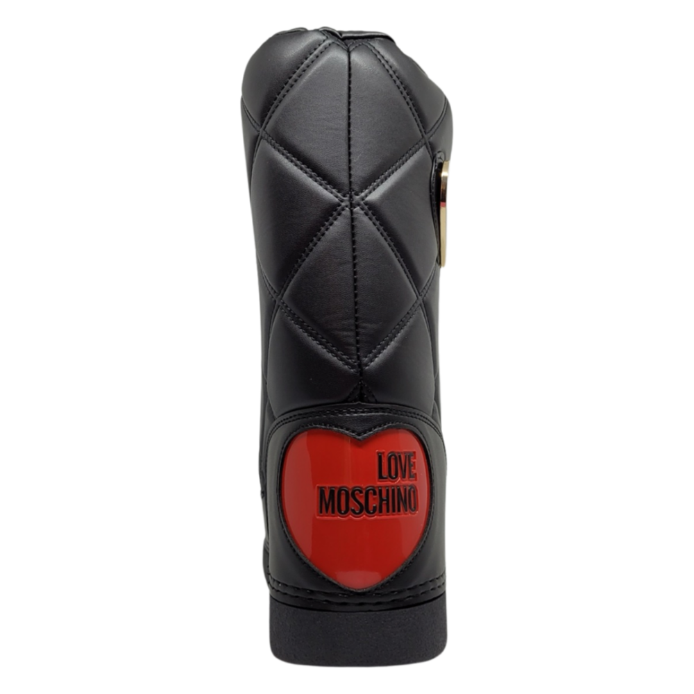 Cizme înalte negre cu model matlasat