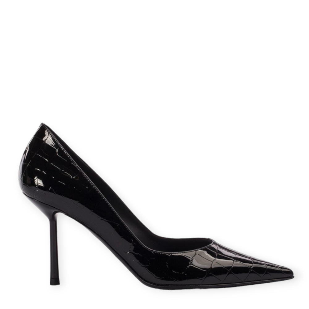 Pantofi Bella negri print croco