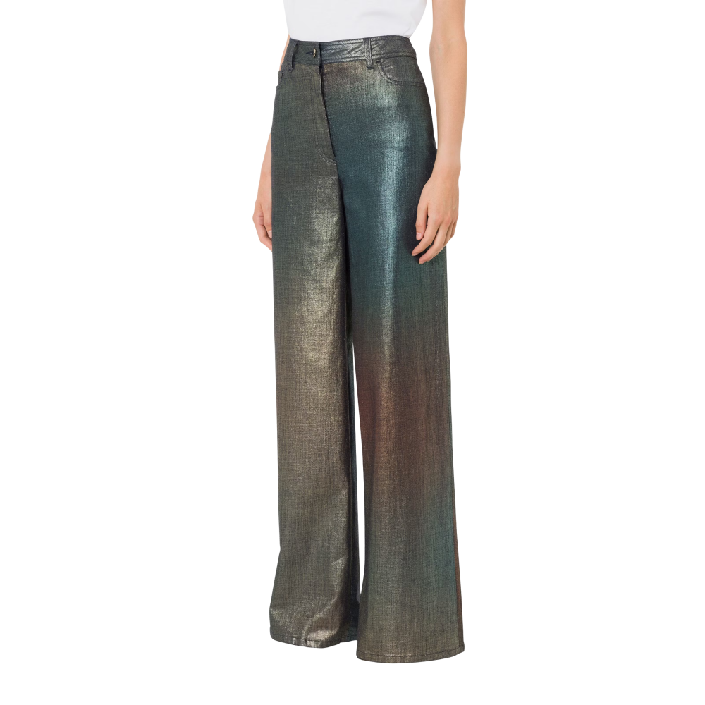 Jeans largi cu efect laminat