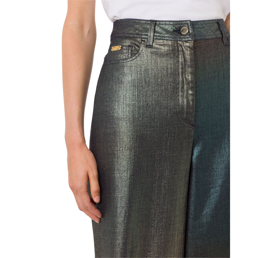 Jeans largi cu efect laminat