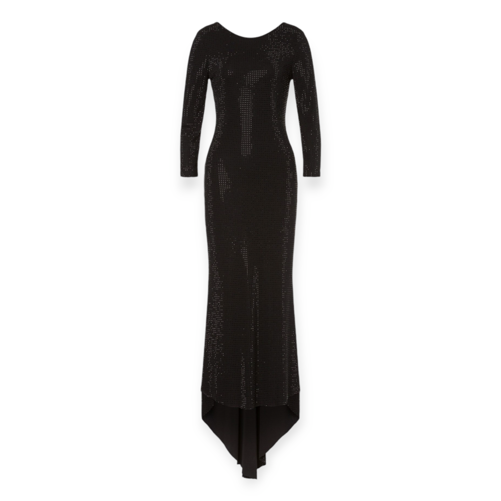 Rochie neagra din jerseu cu strasuri