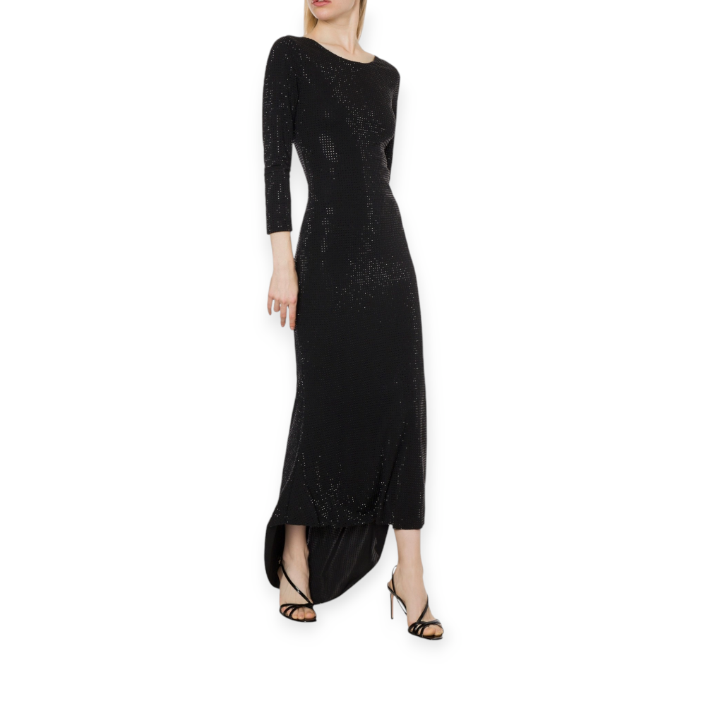 Rochie neagra din jerseu cu strasuri