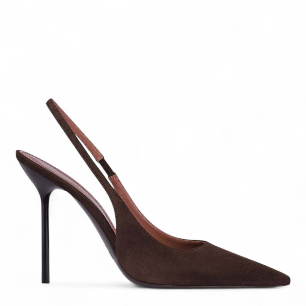 Pantofi slingback Lidia maro din piele intoarsa 205