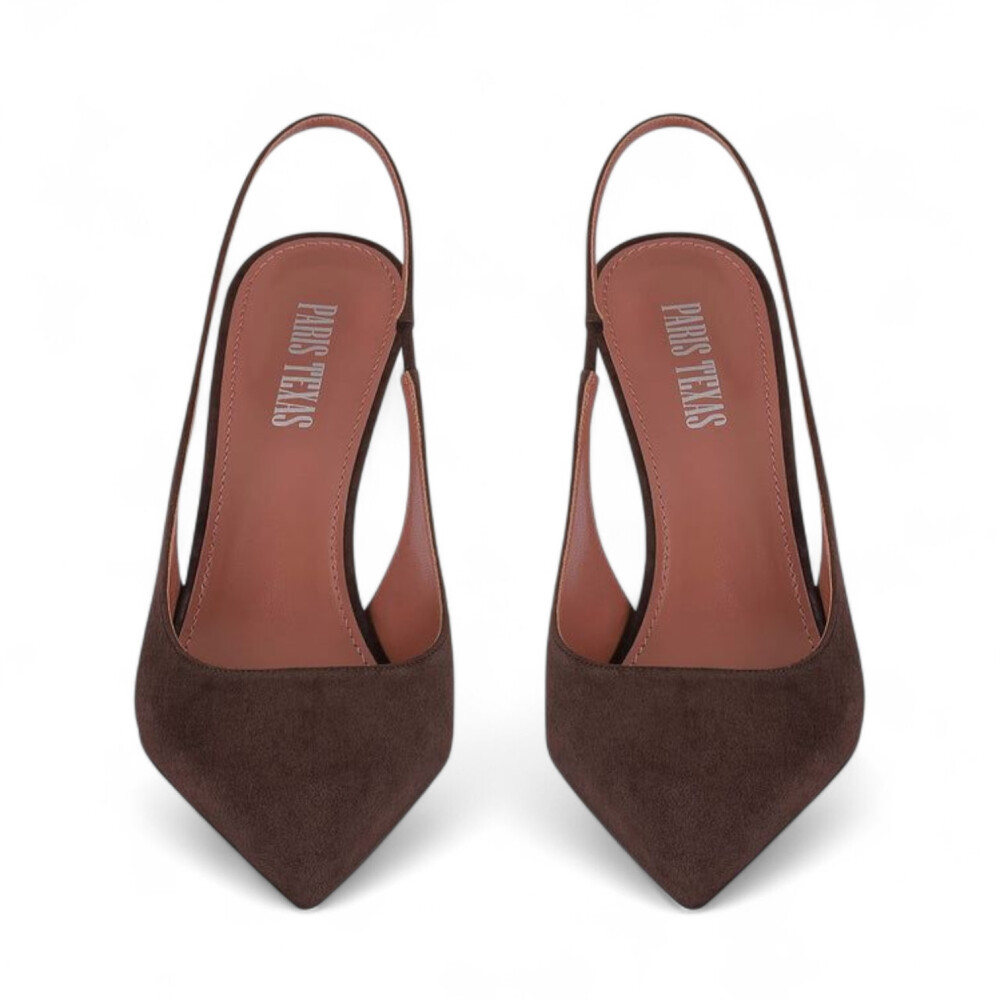 Pantofi slingback Lidia maro din piele intoarsa 205