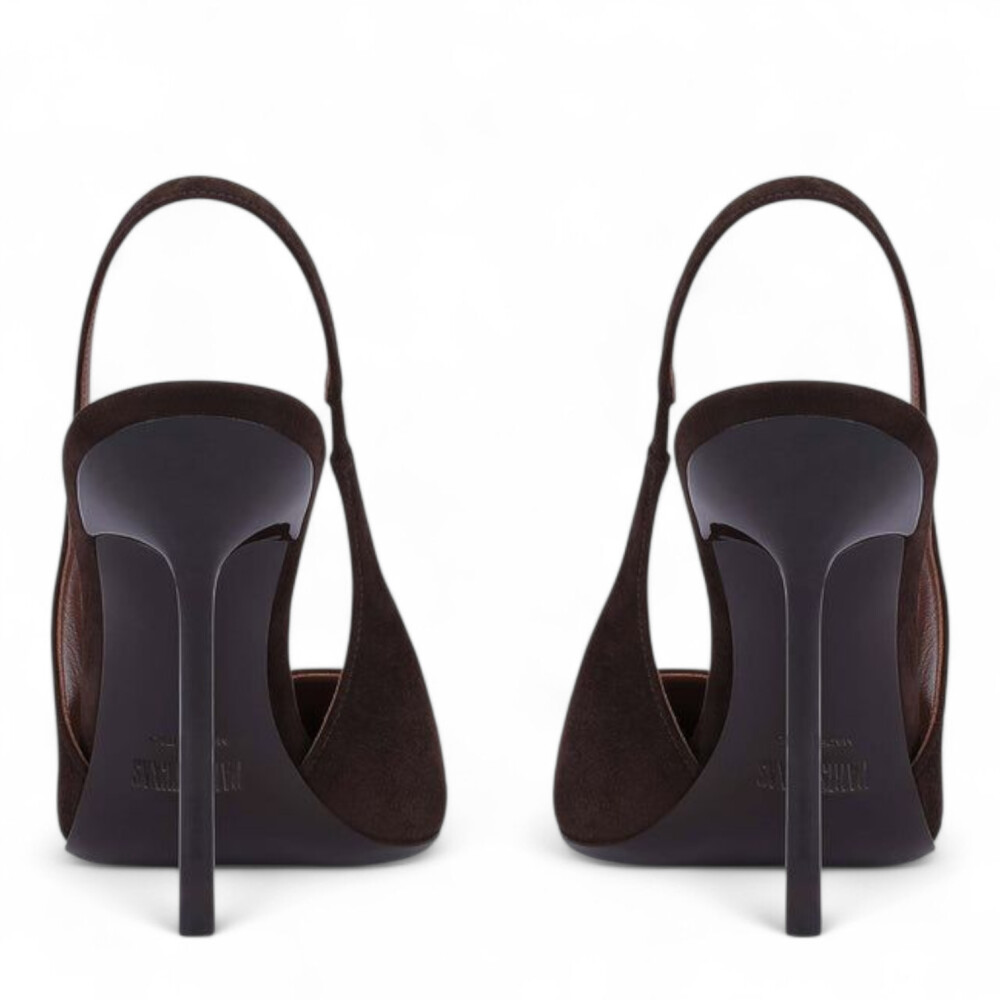 Pantofi slingback Lidia maro din piele intoarsa 205