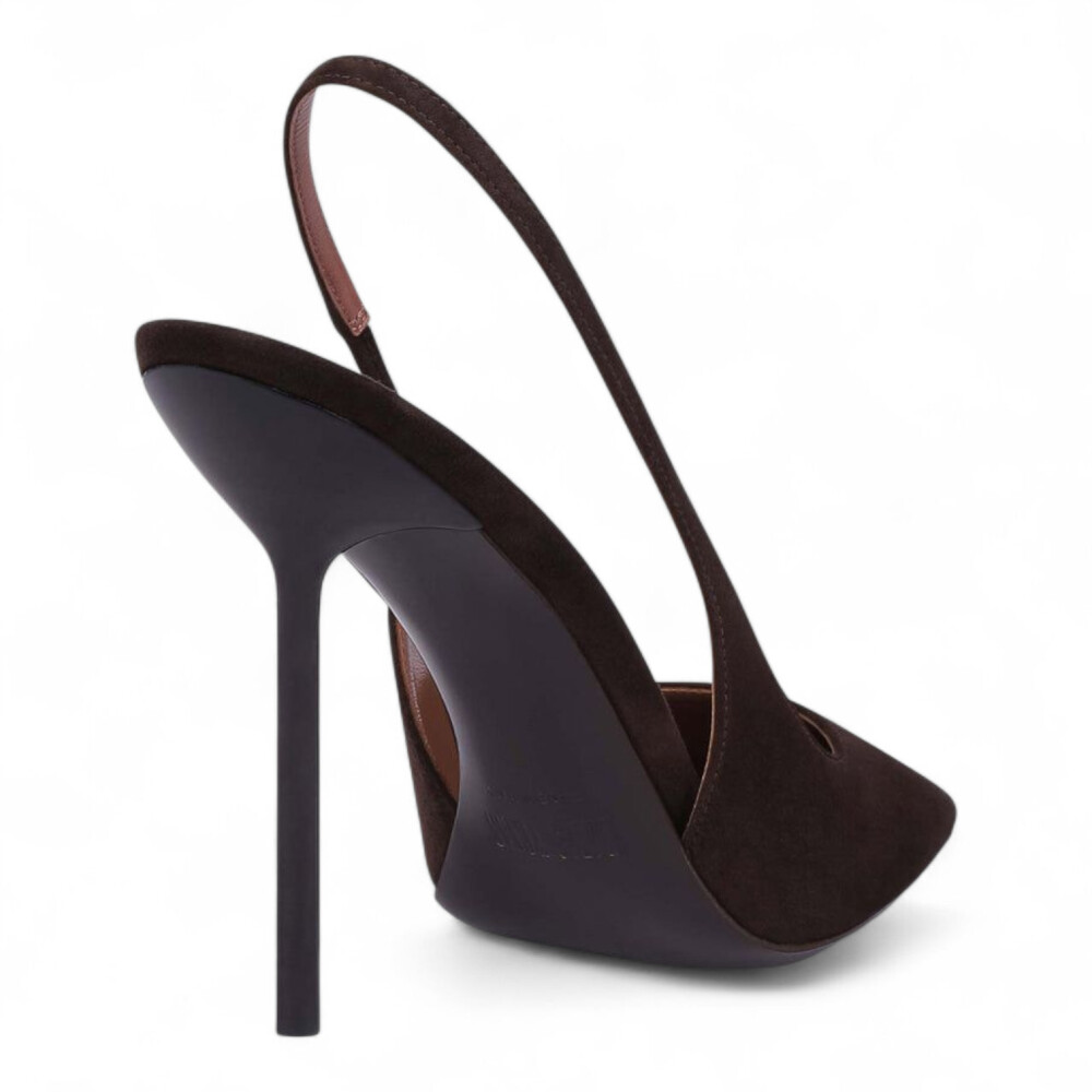 Pantofi slingback Lidia maro din piele intoarsa 205