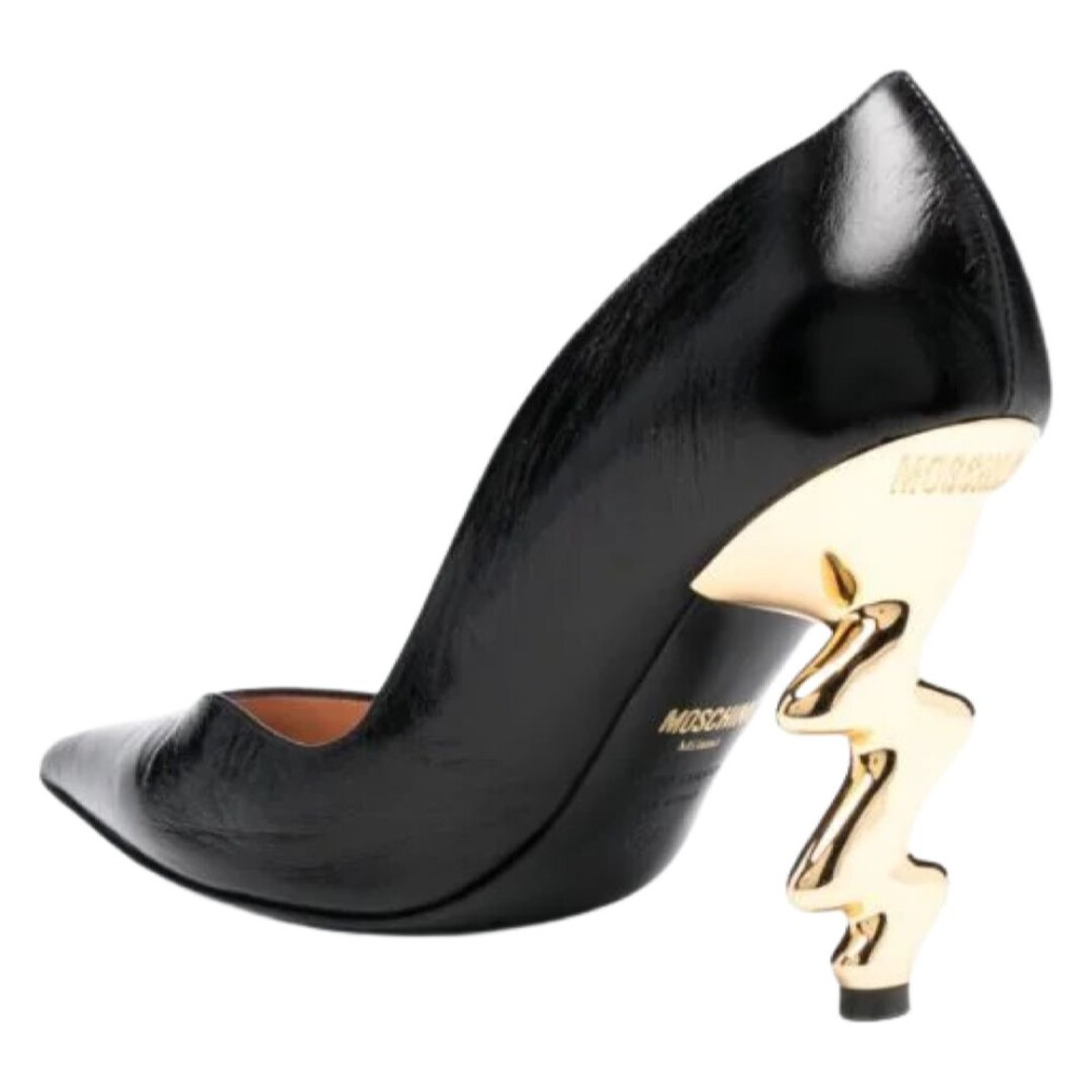 Pantofi negri cu toc sculptat