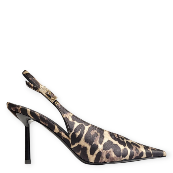 Pantofi Clivage Slingback din satin print leopard 204