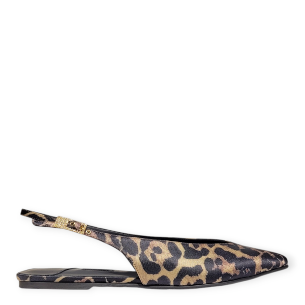 Balerini slingback din satin print leopard 101