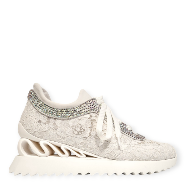 Sneakers Claire Wave albi cu aplicatii cristale 25