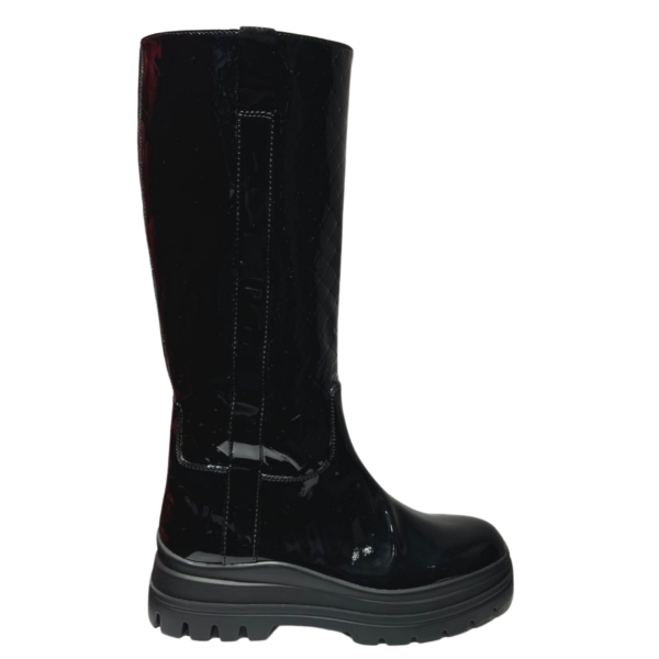 Cizme negre din piele cu efect lucios
