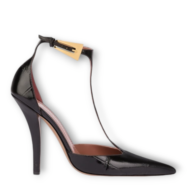 Pantofi Jessica T-Strap negri