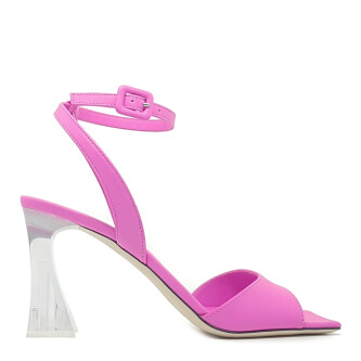 Sandale fuchsia cu toc transparent