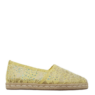 Espadrile galbene cu model de plasă și inserții cristale