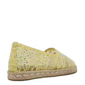 Espadrile galbene cu model de plasă și inserții cristale