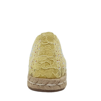 Espadrile galbene cu model de plasă și inserții cristale