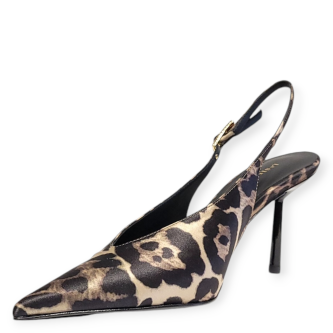 Pantofi Clivage Slingback din satin print leopard 204