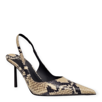 Pantofi Bella Slingback din piele print piton bej 101